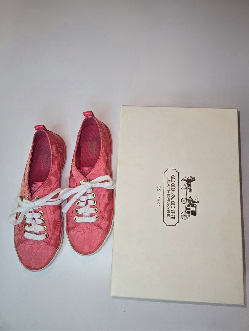 Coach Pink Signature Fabric Low-Top Sneakers